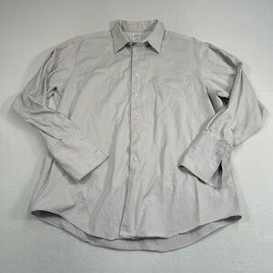 Brooks Brothers Button Up Shirt Mens Size 17 1/2 X 34 Light Grey Collard